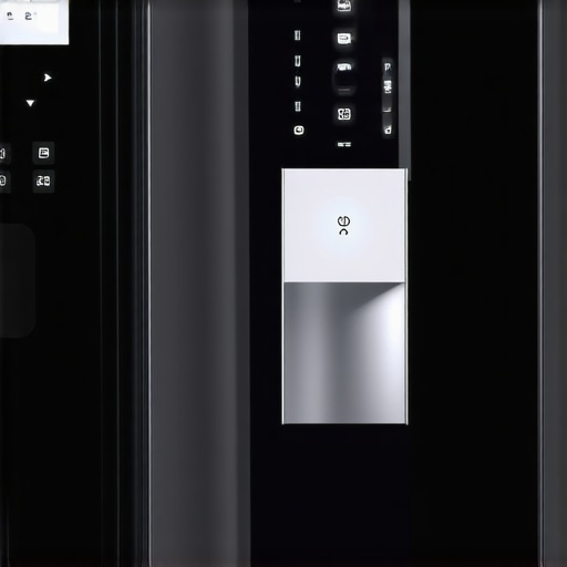 Advanced Smart Refrigerator with AI and Sustainability Futuristic smart fridge showcasing AI technology and eco-conscious features