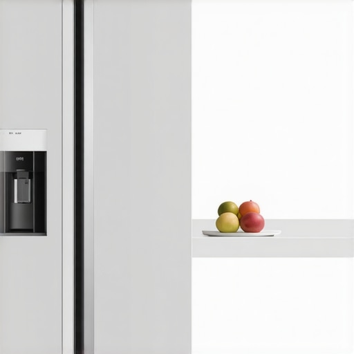 Sleek modern refrigerator with water and ice dispenser in a stylish kitchen