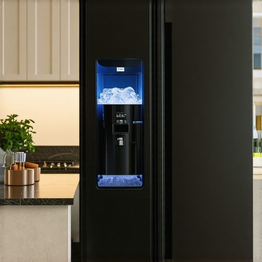 Contemporary Kitchen with Counter Depth Refrigerator Modern kitchen featuring a sleek counter depth refrigerator with water and ice dispenser