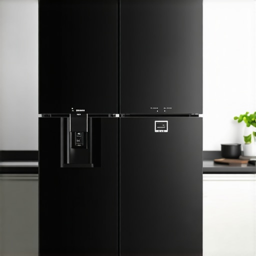 Sleek French door refrigerator with water and ice dispenser in modern kitchen