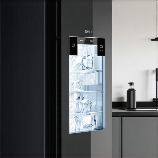 Modern French Door Refrigerator with Smart Features Sleek French door refrigerator showcasing water and ice dispenser in a modern kitchen