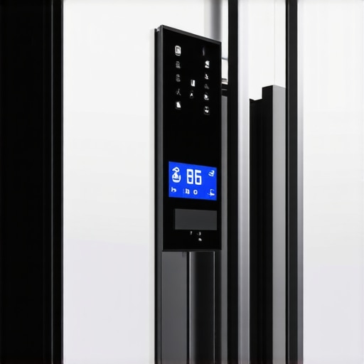 Close-up of a sleek counter depth refrigerator with smart features and digital display