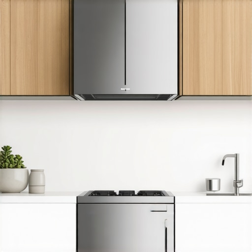 Contemporary kitchen featuring a sleek counter depth refrigerator with water and ice dispenser