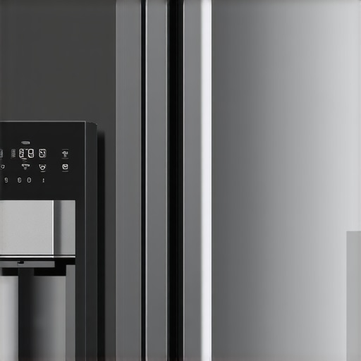A sleek modern smart French door refrigerator showcasing its digital control panel and water dispenser.