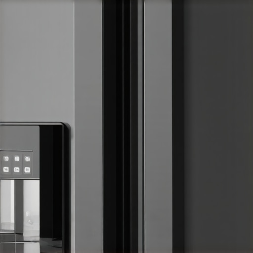 Smart Refrigerator Maintenance Tools Close-up of a technician's hand holding a diagnostic device near a modern refrigerator