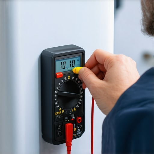 Smart fridge maintenance tools in action Technician inspecting and cleaning a refrigerator's water inlet with specialized tools