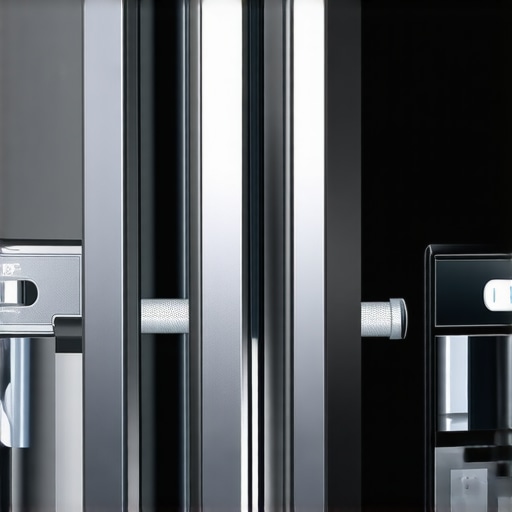 Person inspecting and cleaning the water line of a modern smart refrigerator