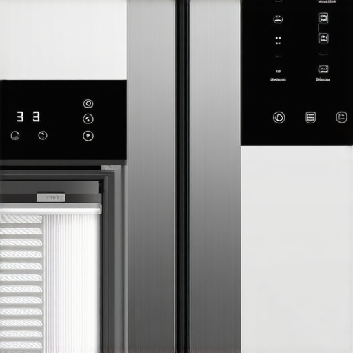 Detailed image showing the ozone filter location and control panel of a smart refrigerator.