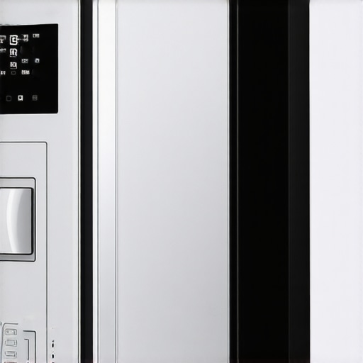 A high-tech smart refrigerator with digital controls and interior sensors in a modern kitchen.